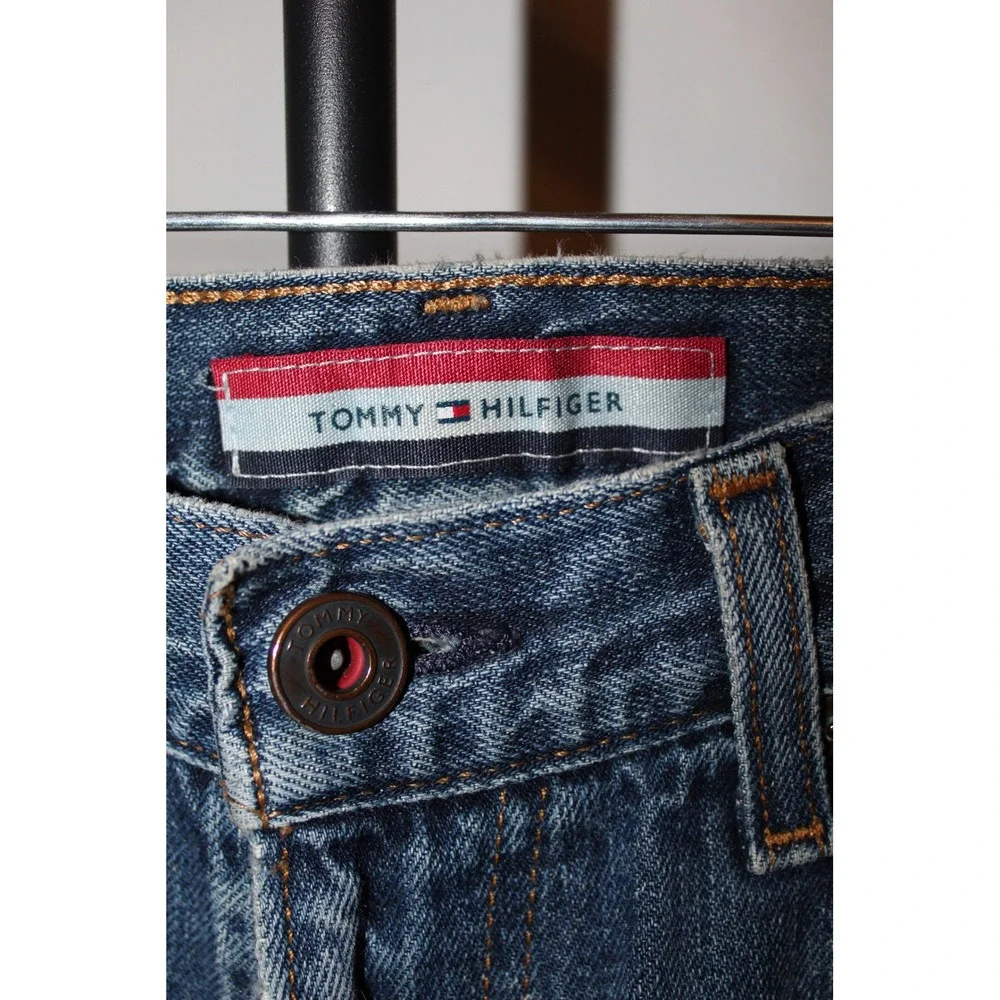Tommy Hilfiger Mens Medium Wash Straight Leg Denim Jeans Blue 32x32 Rigid Cotton